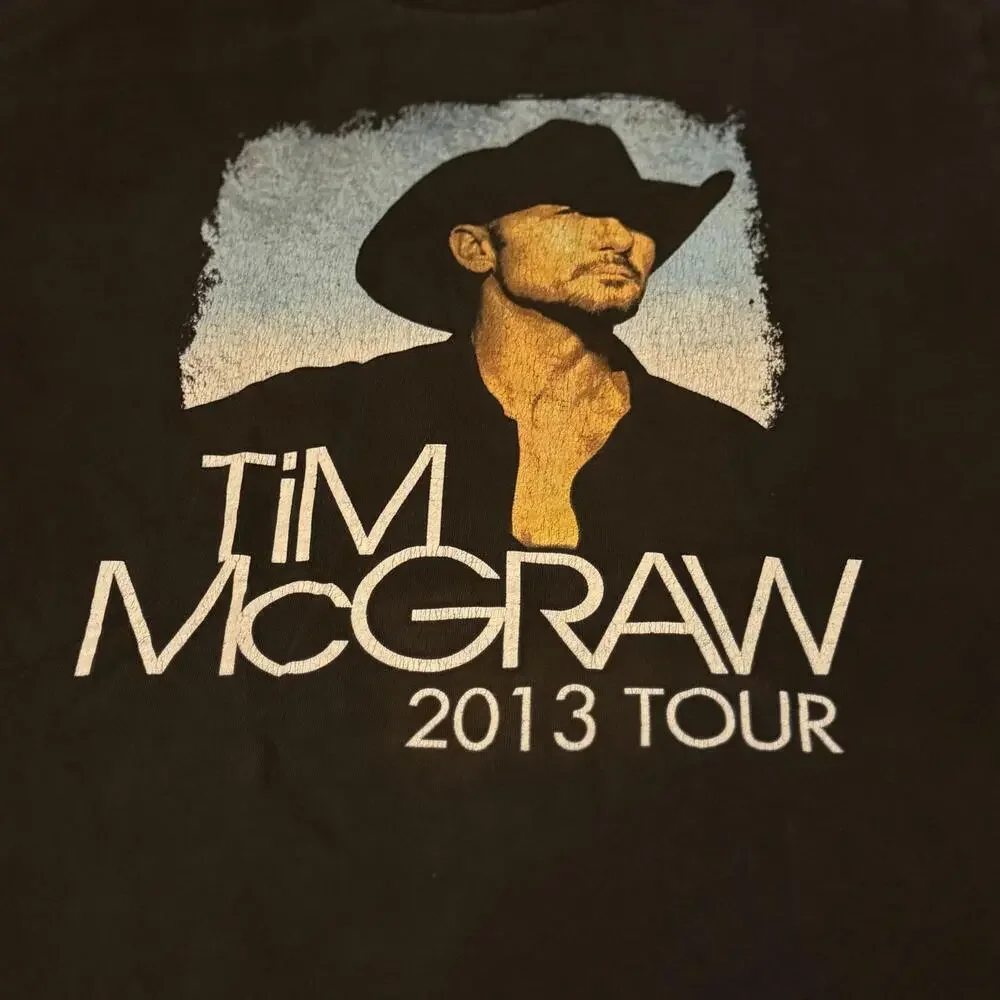 Tim McGraw 2013 Tour T Shirt Delta Pro Weight Black Country Concert Tee L